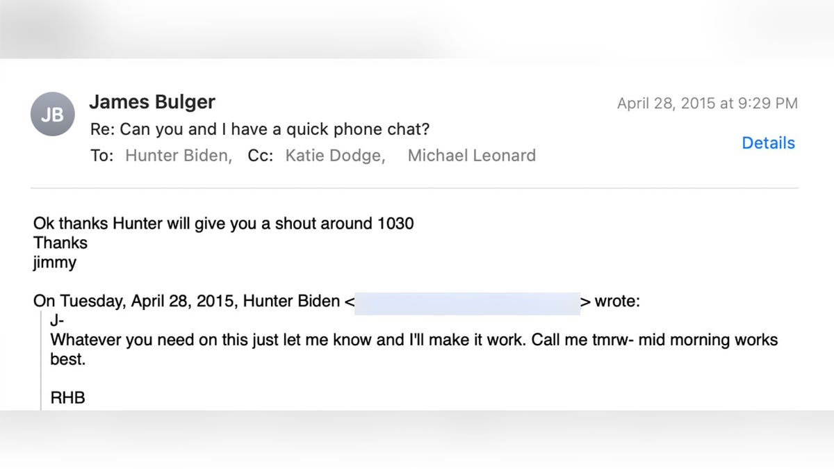Hunter Biden email to Jimmy Bulger