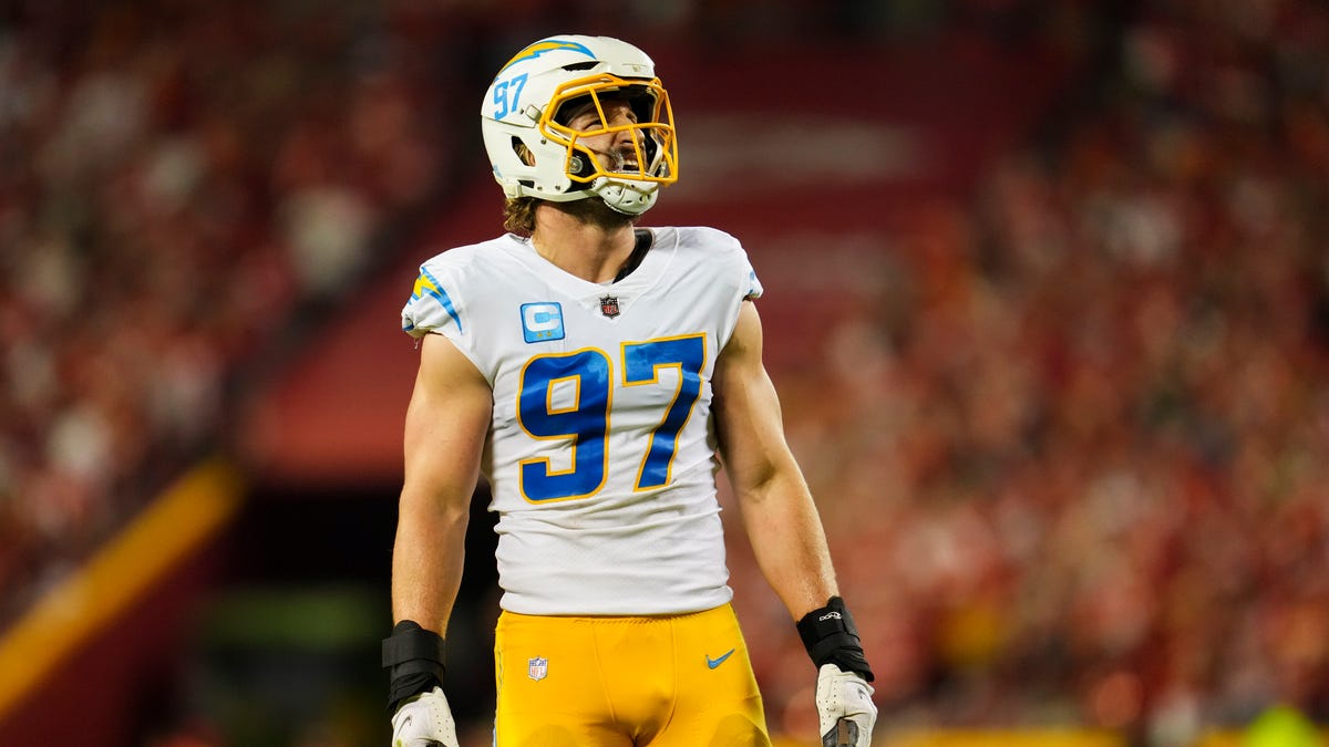 Joey Bosa looks up during game