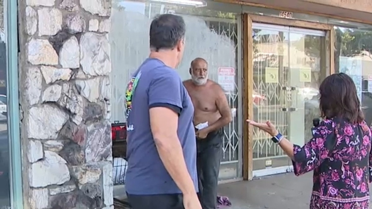 LA homeless man confronted by reporter