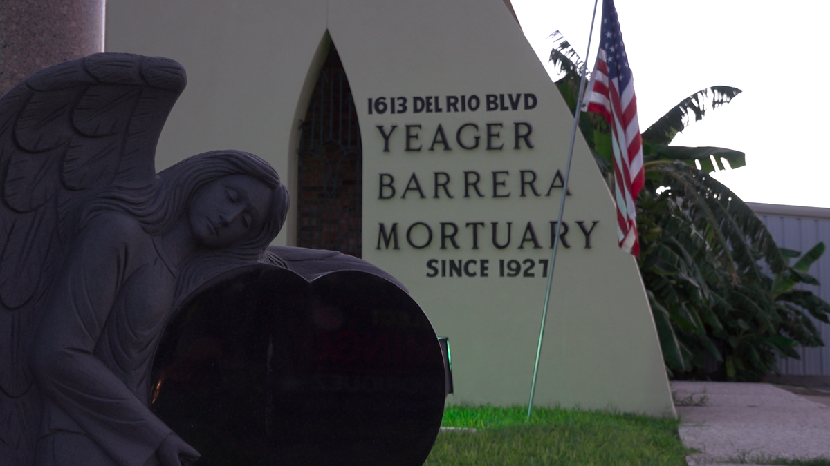 The outside of a mortuary in Eagle Pass