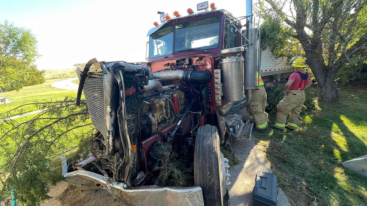 front-end damage on semi