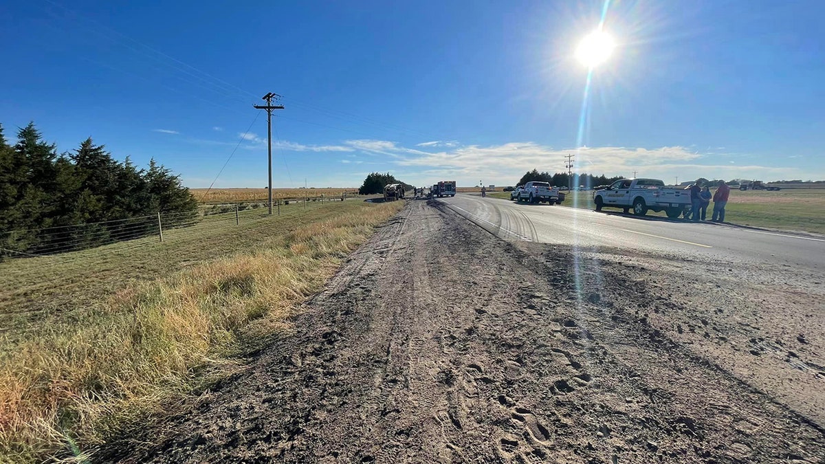 skid marks on rural roadway