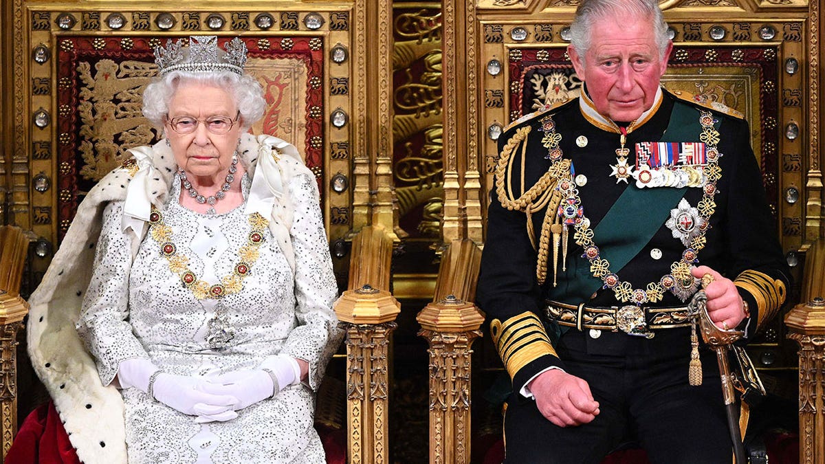 Queen Elizabeth II and Prince Charles sitting together