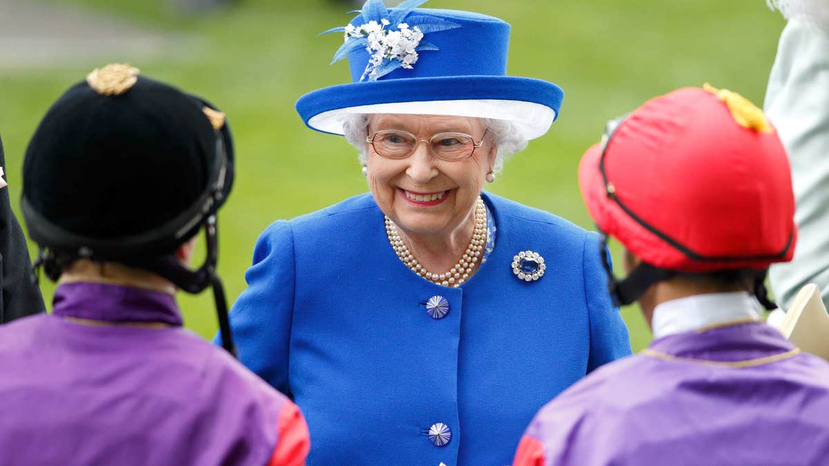 Queen with horse jockeys