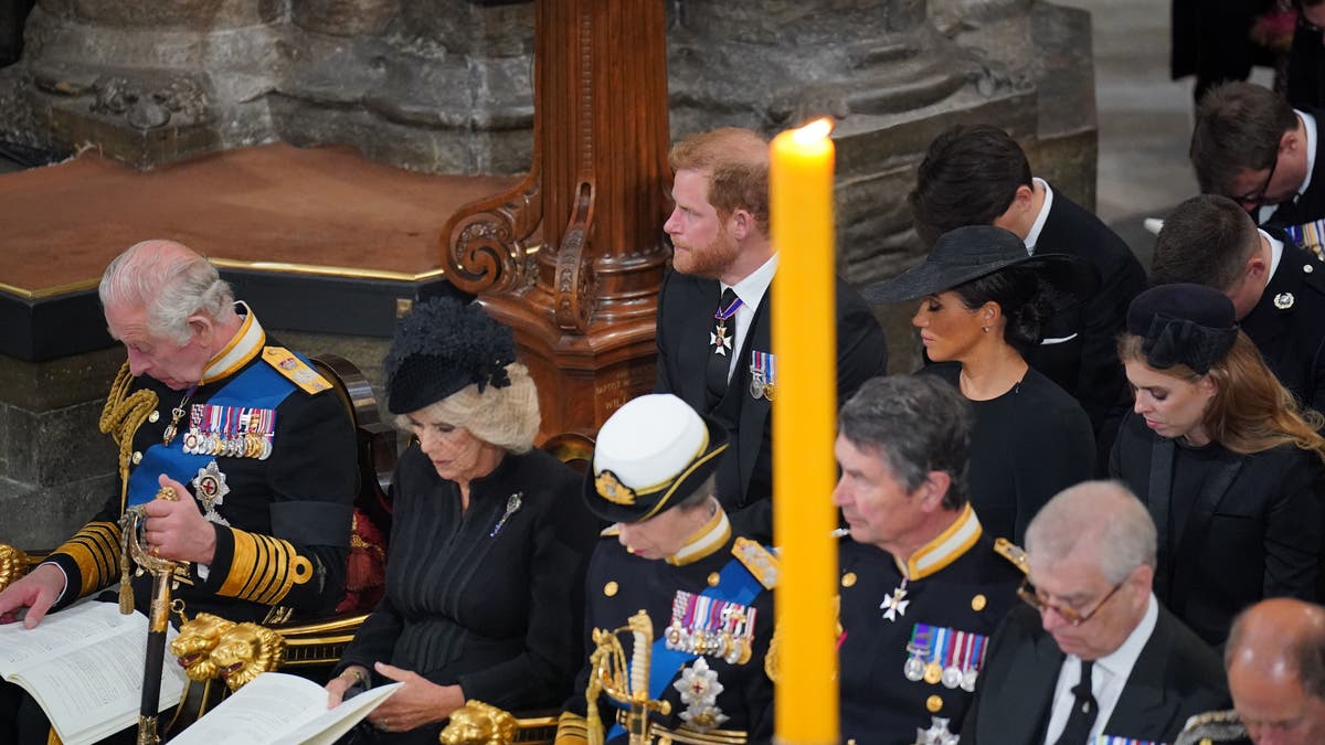 Meghan Markle and Prince Harry at Queen Elizabeth's funeral
