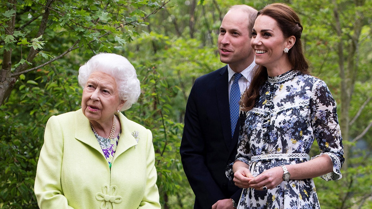 Queen Elizabeth II with Prince William and Kate Middleton