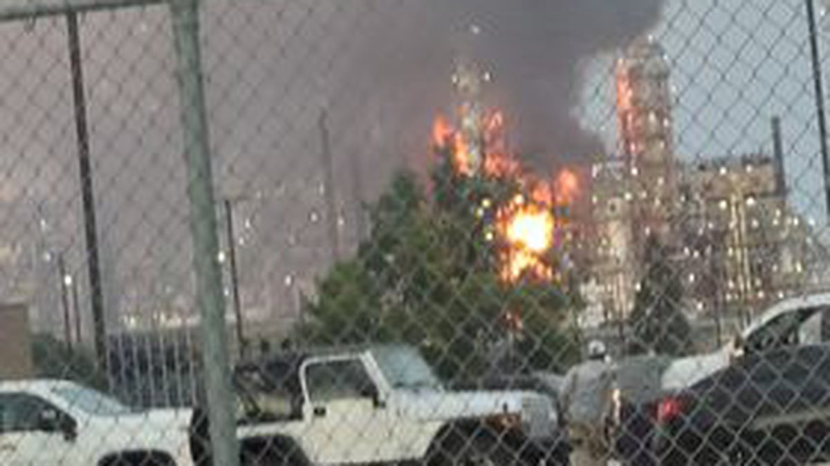 Photo of fire at BP refinery