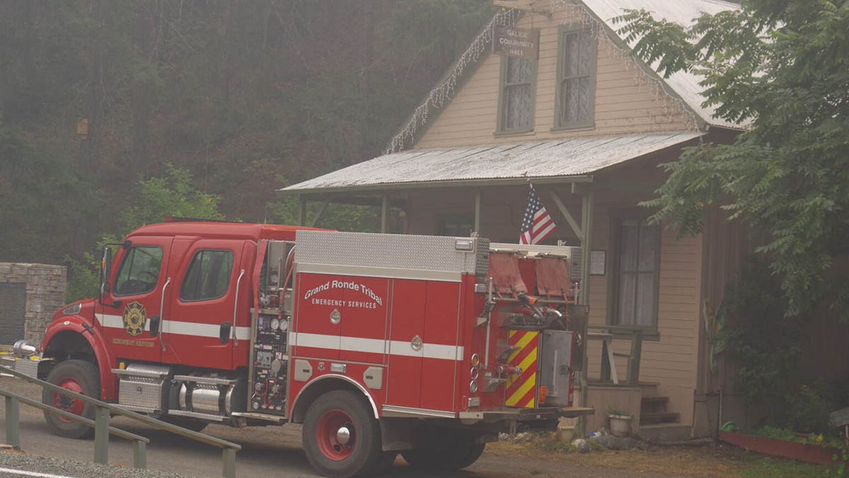 fire truck outside the Galice Community Hall