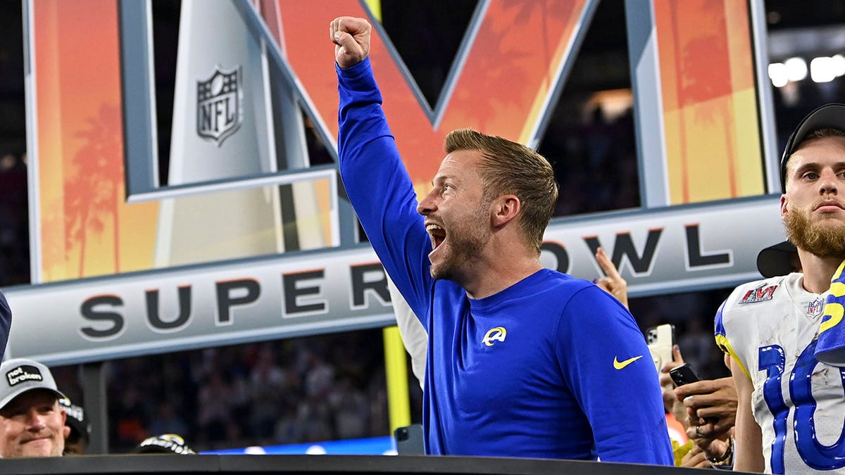 Sean McVay celebrating Super Bowl