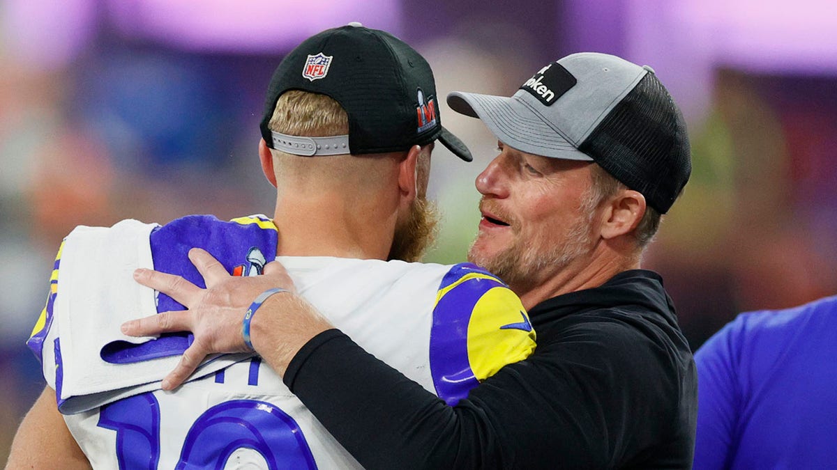 Les Snead hugging Cooper Kupp