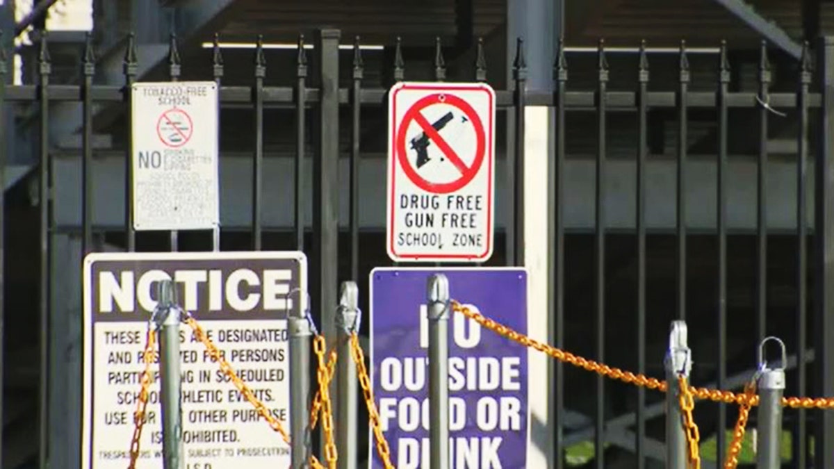 Signage outside Everman HS stadium