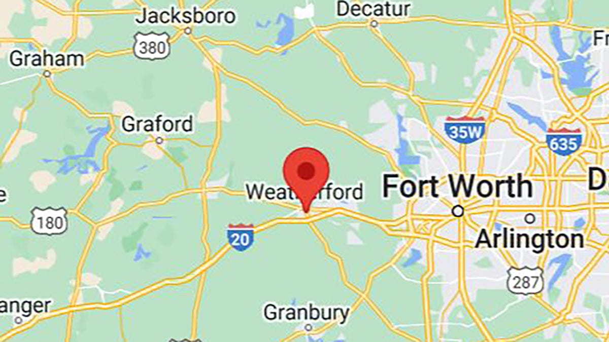 map of Weatherford, Texas
