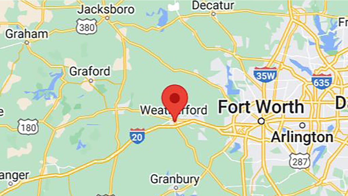 map of Weatherford, Texas