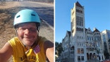 Bob Barnes on his trip (left) and Syracuse City hall (right)