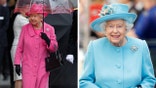 Queen Elizabeth in pink and in blue