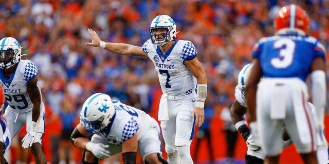 Kentucky Wildcats quarterback Will Levis during the Gators game on Sept. 10, 2022, at Ben Hill Griffin Stadium at Florida Field in Gainesville.