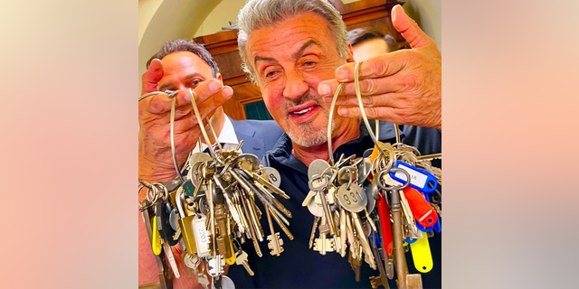 Sylvester Stallone proudly held up the keys to all of Vatican City.