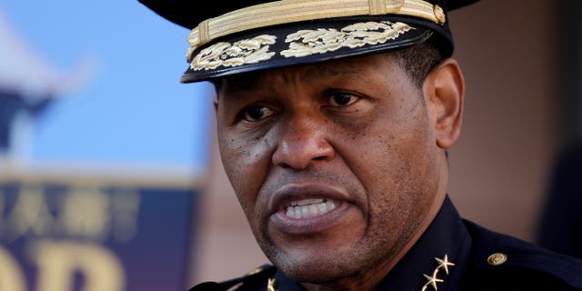San Francisco Police Chief Bill Scott speaks at a news conference about crime against Asian Americans and Pacific Islanders in San Francisco, California, U.S., January 25, 2022.