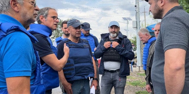 IAEA Director General Rafael Mariano Grossi and other officials try to negotiate access to the Zaporizhzhia Nuclear Power Plant during the Russian invasion of Ukraine, in the Zaporizhzhia region of Ukraine, in this image released on September 1, 2022. 