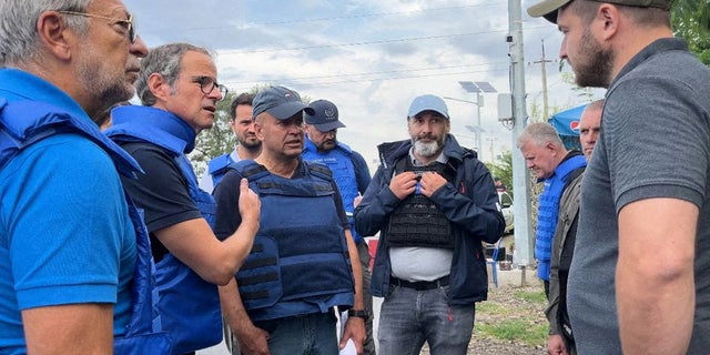 IAEA Director General Rafael Mariano Grossi and fellow officials try to negotiate access to the Zaporizhia nuclear power plant amid Russia's invasion of Ukraine in the Zaporizhia region of Ukraine in this file image released on September 1, 2022. and International Atomic Energy Agency (IAEA).