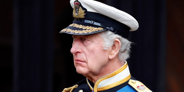 King Charles III attends the handover of Queen Elizabeth II at St George's Chapel, Windsor Castle on September 19, 2022 in Windsor, England.