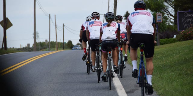Bikers taking part in the 9/11 Promise head to the Flight 93 Memorial in Pennsylvania on Sept. 9, 2019.