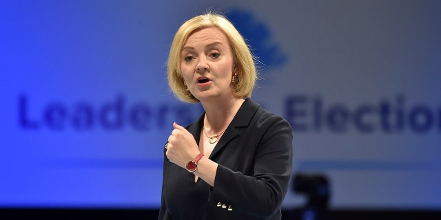 Liz Truss meets supporters at a Conservative Party leadership election hustings in Birmingham, England, on Aug. 23, 2022.