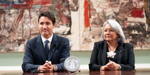 Governor General Mary Simon and Canadian Prime Minister Justin Trudeau are seen during an accession ceremony at Rideau Hall, in Ottawa, on Sept. 10, 2022.