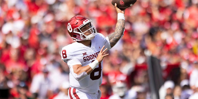 Oklahoma quarterback Dillon Gabriel passes the ball against Nebraska during the first half of a game Saturday, Sept. 17, 2022, in Lincoln, Neb. 