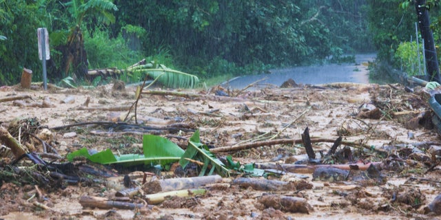 Una carretera está cerrada debido a los deslizamientos de tierra causados por el huracán Fiona en Cayey, Puerto Rico, el domingo 2 de septiembre de 2019. 18, 2022.