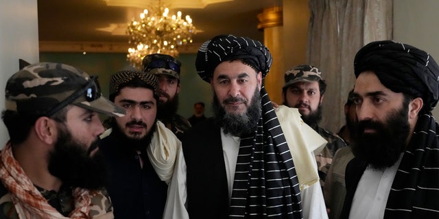 Bashir Noorzai, prison, speaks during his release ceremony, at the Intercontinental Hotel, in Kabul, Afghanistan, Monday, Sept. 19, 2022. (AP Photo/Ebrahim Noroozi)