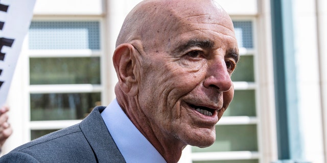Tom Barrack exits the federal court building in Brooklyn, New York, on Sept. 20, 2022.