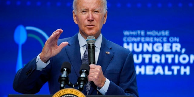 President Joe Biden speaks during the White House Conference on Hunger, Nutrition, and Health, at the Ronald Reagan Building. During his remarks, he appeared to forget about the death of Indiana Rep. Jackie Walorski.