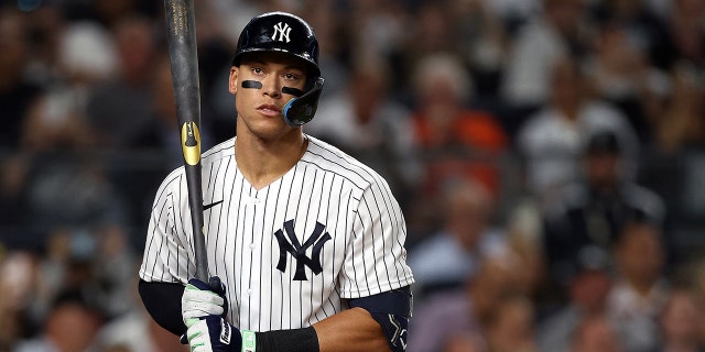Aaron Judge, #99 of the New York Yankees, bats during the 3rd inning of the game against the Pittsburgh Pirates at Yankee Stadium on Sept. 20, 2022 in the Bronx borough of New York City.