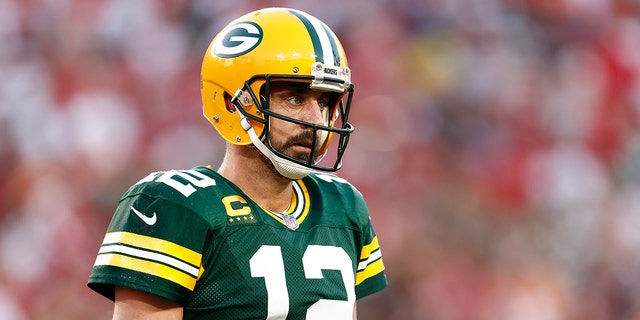 Aaron Rodgers, #12 of the Green Bay Packers, looks on against the Tampa Bay Buccaneers during the fourth quarter at Raymond James Stadium on Sept. 25, 2022 in Tampa, Florida.