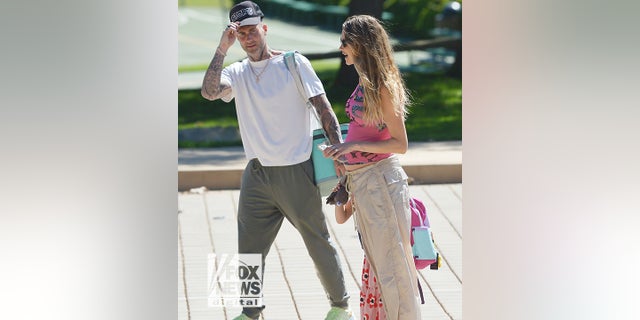 Adam Levine and his pregnant wife, Behati Prinsloo, were seen in Montecito on Wednesday.