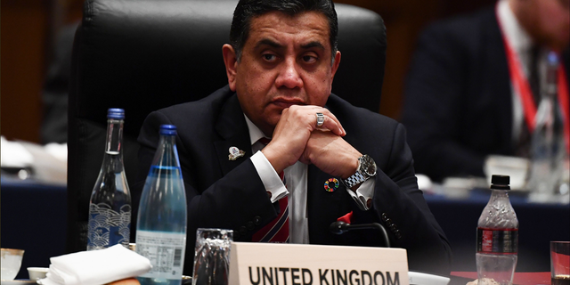 United Kingdom's Minister of State for the Commonwealth Tariq Ahmad attends the third plenary session of the G20 foreign ministers' meeting in Nagoya, Aichi prefecture on Nov. 23, 2019.