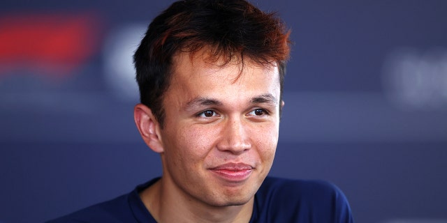 Alex Albon talks to the media ahead of the F1 Italian Grand Prix at Autodromo Nazionale Monza on Sept. 8, 2022, in Monza, Italy.