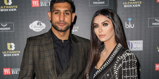 Amir Khan and Faryal Makhdoom attend the Ultimate Boxxer 5 at Indigo at The O2 in London.