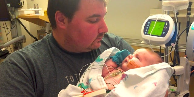 After Maverick was born, he became sick and had to spend two weeks in the NICU before he could have his first heart surgery.