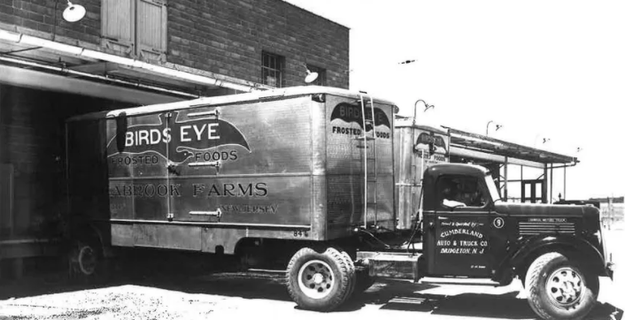 A truck advertising Birds Eye Frosted Foods, date unknown. Clarence Birdseye founded his frozen food company in 1924. 