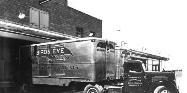 A truck advertising Birds Eye Frosted Foods, date unknown. Clarence Birdseye founded his frozen food company in 1924. 