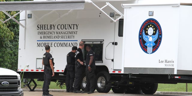 Shelby County Emergency Management and Homeland Security Mobile Command Unit outside the command center during the search for Eliza Fletcher.