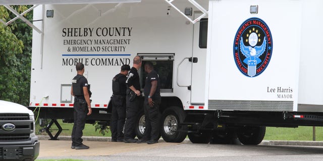 Shelby County Emergency Management and Homeland Security Mobile Command Unit outside the command center during the search for Eliza Fletcher.