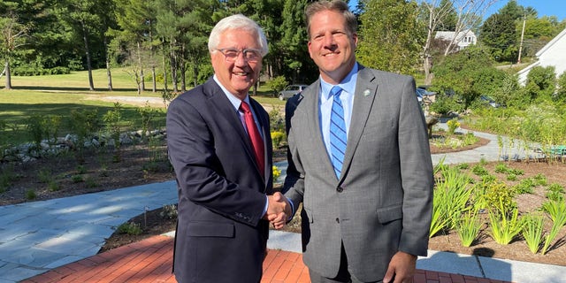 New Hampshire Republican Governor Chris Snunu endorsed Senate Speaker Chuck Morse at an event in Concord, New Hampshire, on Sept.