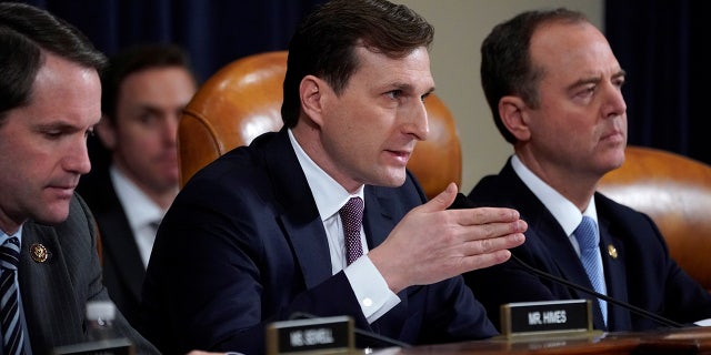 Attorney Daniel Goldman questions Ambassador Bill Taylor, charge d'affaires at the U.S. embassy in Ukraine, during a House Intelligence Committee impeachment inquiry hearing into President Donald Trump on Capitol Hill on Nov. 13, 2019.