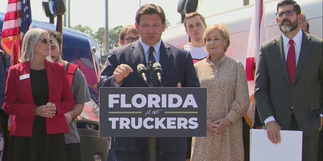 Florida Governor Ron DeSantis speaks about sending migrants to Martha's Vineyard in Massachusetts on September 15, 2022.