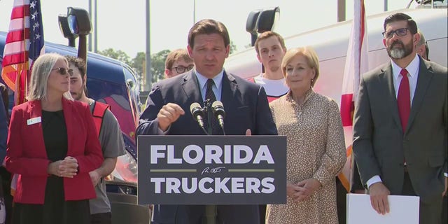 Florida Gov. Ron DeSantis spoke about sending migrants to Martha's Vineyard in Massachusetts, Thursday, Sept. 15, 2022.