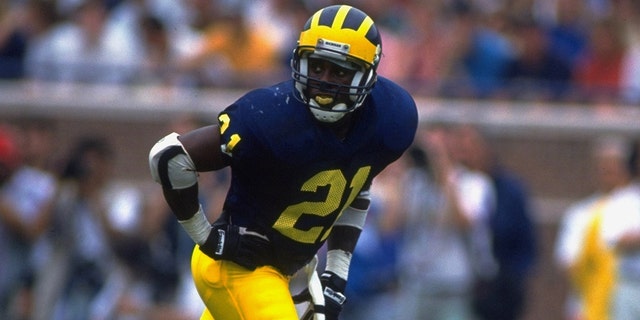 Michigan's Desmond Howard on the field against Notre Dame in Ann Arbor.