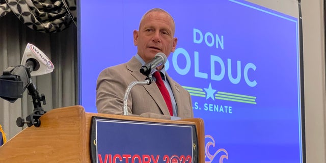 Former Army Gen. Don Bolduc, the Republican Senate nominee in New Hampshire, speaks at a New Hampshire GOP unity breakfast, on Sept. 15, 2022 in Concord, N.H.